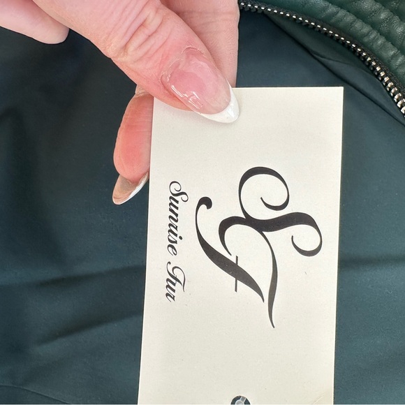 Fur green mid length jacket - Picture 3 of 3